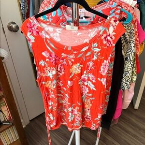 Belle Du Jour Orange Floral Blouse